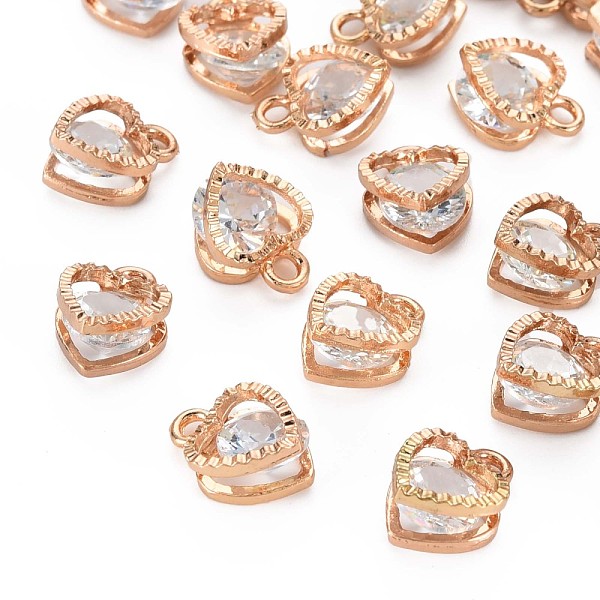 

PandaHall Heart Alloy Charms, with Cubic Zirconia, Light Gold, 12x8.5x5mm, Hole: 1mm Cubic Zirconia Heart Clear
