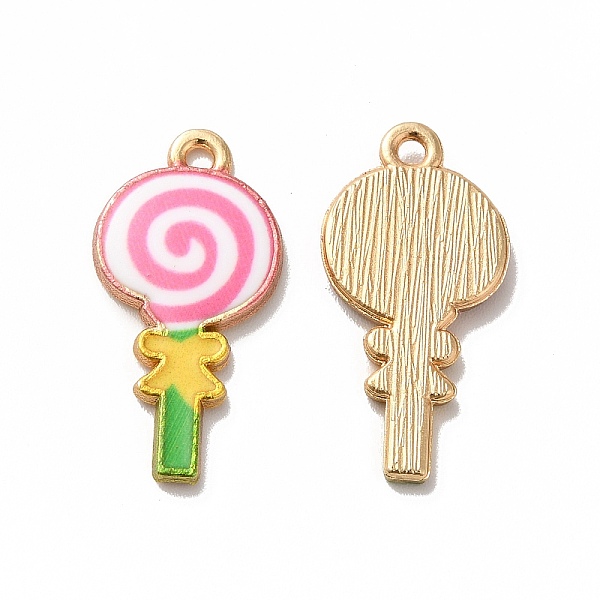 

PandaHall Alloy Enamel Pendants, Golden, Lollipop Charm, Pink, 24x12x2mm, Hole: 1.5mm Alloy+Enamel Lollipop Pink