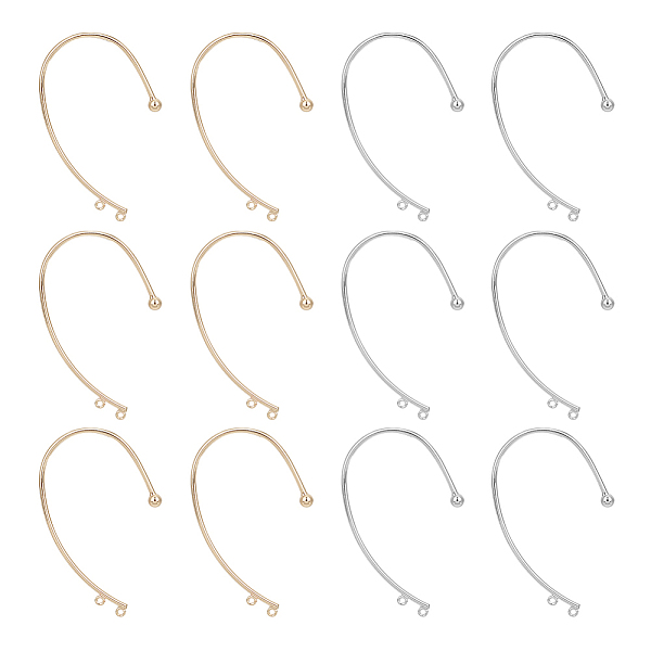 

PandaHall Unicraftale 12Pcs 2 Colors Brass Ear Cuff Findings, Climber Wrap Around Non-piercing Earring Findings with Double Horizontal Loops...