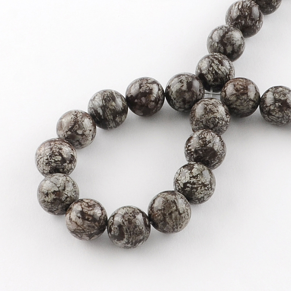 

PandaHall Round Natural Red Snowflake Obsidian Beads Strands, 10mm, Hole: 1mm, about 40pcs/strand, 15.7 inch Snowflake Obsidian Round