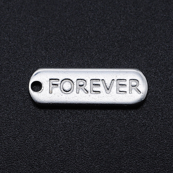 

PandaHall 201 Stainless Steel Pendants, Oval with Word FOREVER, Stainless Steel Color, 17.5x6x1mm, Hole: 1.2mm 201 Stainless Steel Oval