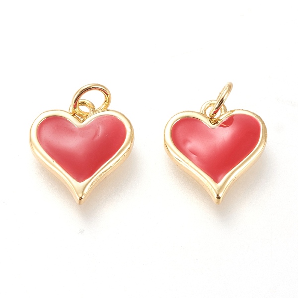 

PandaHall Real 18K Gold Plated Brass Charms, with Enamel and Jump Rings, Long-Lasting Plated, Heart, Red, 14x13x2.8mm, Jump Ring: 5x1mm, 3mm...