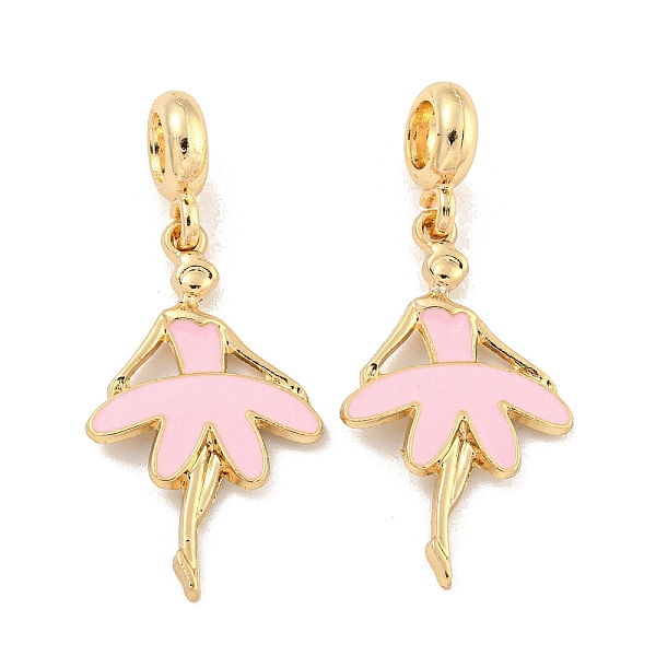 

PandaHall Rack Plating Alloy Enamel Ballet Dancer European Dangle Charms, Large Hole Pendants, Golden, Cadmium Free & Nickel Free & Lead..., Pink
