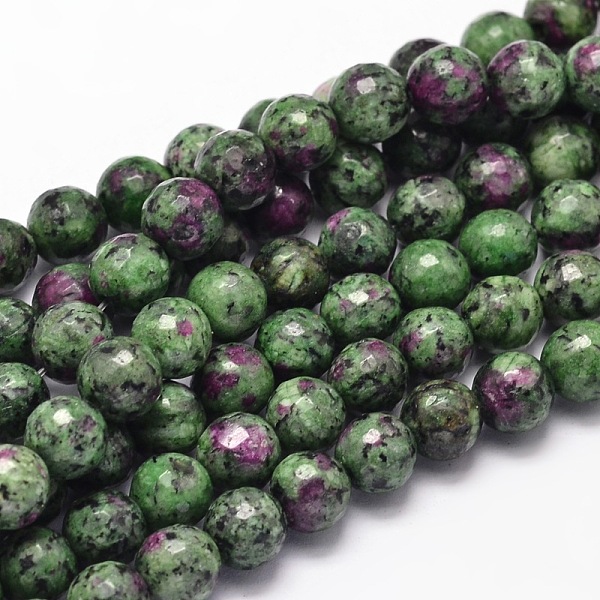 

PandaHall Dyed Natural Gemstone Round Bead Strands, Imitated Ruby in Zoisite, Faceted, 6mm, Hole: 1mm, about 62pcs/strand, 15.5 inch...