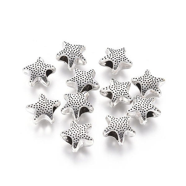 

PandaHall Tibetan Style Alloy Star European Beads, Large Hole Beads, Cadmium Free & Lead Free, Antique Silver, 13x13x6mm, Hole: 4.5mm Alloy...