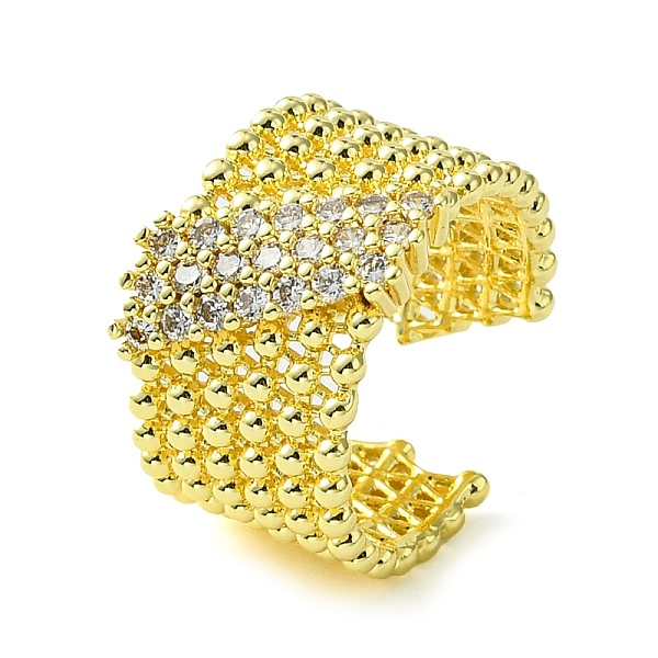 

PandaHall Brass Micro Pave Cubic Zirconia Open Cuff Rings, Wide Ring, Real 16K Gold Plated, US Size 6 1/2(16.9mm) Brass+Cubic Zirconia Clear