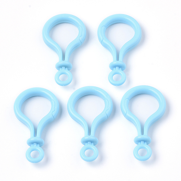 

PandaHall Opaque Solid Color Bulb Shaped Plastic Push Gate Snap Keychain Clasp Findings, Light Sky Blue, 57.5x32x12mm, Hole: 6mm Plastic...