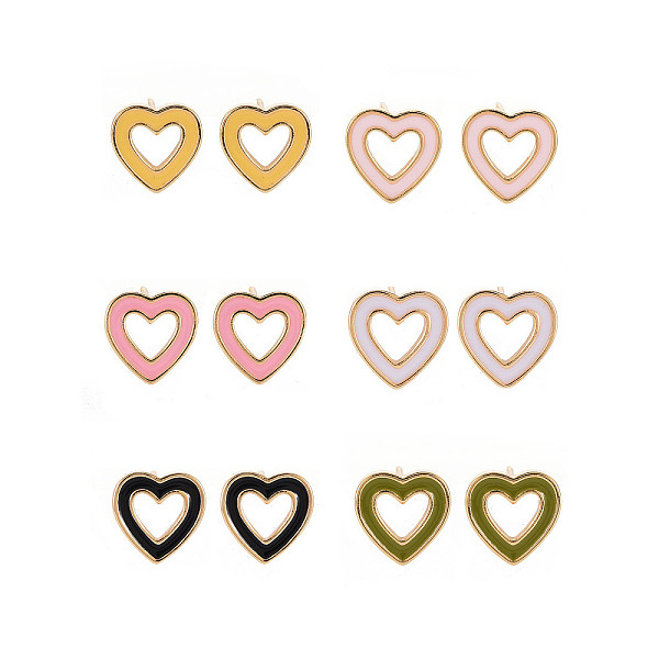 

PandaHall Brass with Enamel Earring Findings, with Loop, Nickel Free, Heart, Real 18K Gold Plated, Mixed Color, 12x12mm, Hole: 0.9mm, Pin..., Multicolor