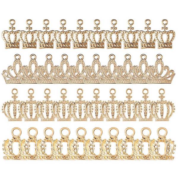 

PandaHall 40Pcs 4 Styles Alloy Pendants, Cadmium Free & Lead Free, Crown, Golden, 10pcs/style Alloy Crown