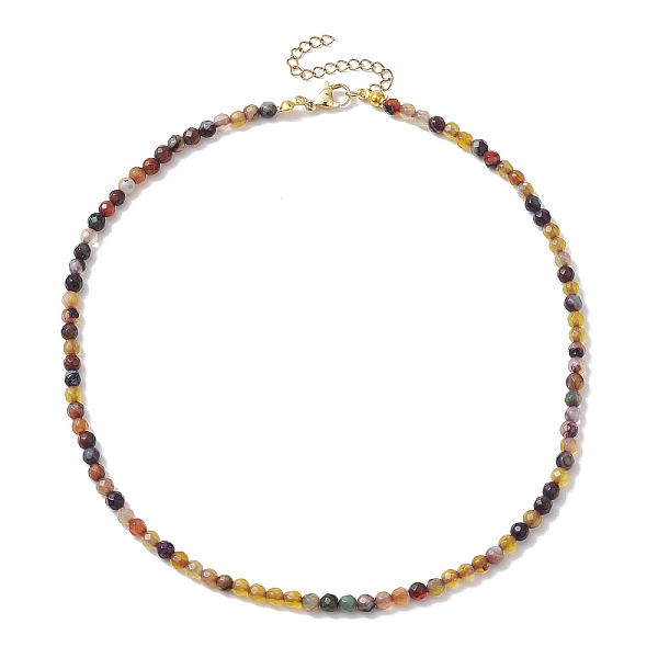 

PandaHall Faceted Round Natural Agate(Dyed & Heated) Beaded Necklaces for Women, Coconut Brown, 15.94 inch(40.5cm) Natural Agate