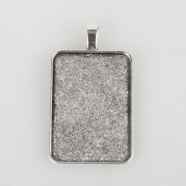 

PandaHall Tibetan Style Alloy Pendant Cabochon Settings, Cadmium Free & Lead Free, Plain Edge Bezel Cups, Rectangle, Antique Silver, Tray...