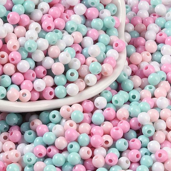

PandaHall Opaque Acrylic Beads, Round, Pink, 4mm, Hole: 1.2mm Acrylic Round Pink
