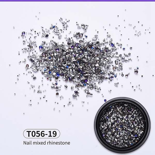 

PandaHall Glass Oval Beads & Rhinestone, No Hole/Undrilled, Nail Art Decoration Accessories for Women, Silver, 0.7~5x0.7~3x0.7~2.5mm, Box...