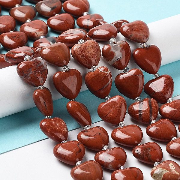 

PandaHall Natural Red Jasper Beads Strands, with Seed Beads, Heart, 14~15x15x6~6.5mm, Hole: 1.4mm, about 23~24pcs/strand, 14.57''(37cm) Red...