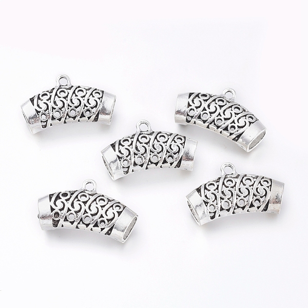 

PandaHall Tibetan Style Alloy Tube Bails, Loop Bails, Bail Beads, Tube, Antique Silver, 18.5x31x8mm, Hole: 2mm Alloy Tube