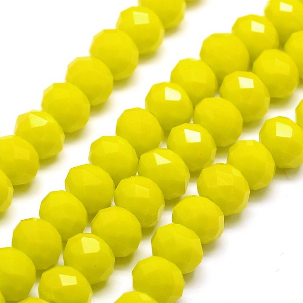 

PandaHall Opaque Solid Color Crystal Glass Rondelle Beads Strands, Faceted, Yellow, 3.5x2.5~3mm, Hole: 1mm, about 113~115pcs/strand, 32~33cm...