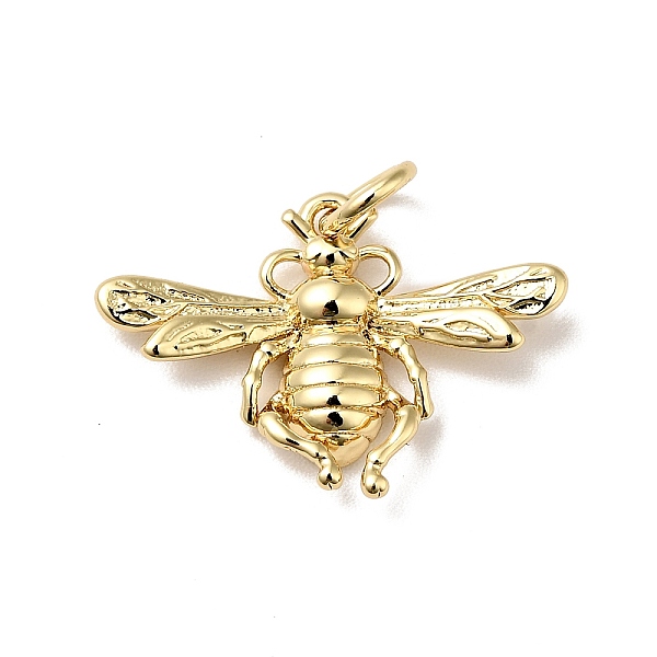 

PandaHall Rack Plating Brass Pendants, with Jump Ring, Cadmium Free & Nickel Free & Lead Free, Bee, Real 18K Gold Plated, 14x20x2.5mm, Hole...