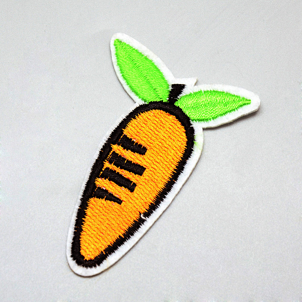 PandaHall Computerized Embroidery Cloth Iron On/Sew On Patches, Costume Accessories, Appliques, Carrot, Gold, 60x41x1.5mm Cloth Vegetables...