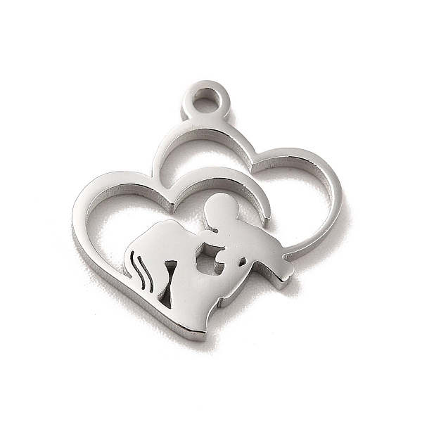 

PandaHall Mother's Day Theme 304 Stainless Steel Pendants, Stainless Steel Color, Child/Mother/Heart Charms, Heart, 16x15.5x1.3mm, Hole...