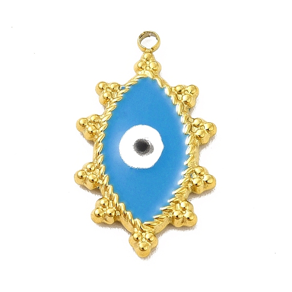 

PandaHall 304 Stainless Steel Pendants, with Enamel, Evil Eye Charm, Deep Sky Blue, 20x12x2mm, Hole: 1.4mm Stainless Steel+Enamel Evil Eye