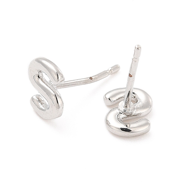 

PandaHall Brass Hollow Out Initial Letter Stud Earrings for Women, Platinum, Lead Free & Cadmium Free, Letter.S, 7x5.5x1.5mm, Pin: 0.8mm...