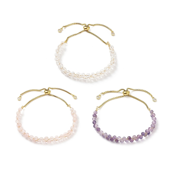 

PandaHall Natural Gemstone Double Layer Beaded Slider Bracelet, Golden 304 Stainless Steel Jewelry for Women, Inner Diameter: 1-1/2~2 inch...