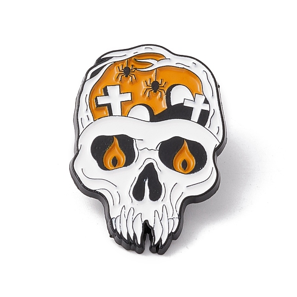PandaHall Skull Enamel Pin, Halloween Alloy Badge for Backpack Clothes, Electrophoresis Black, Sandy Brown, 30.5x21.5x1.5mm, Pin: 1mm...