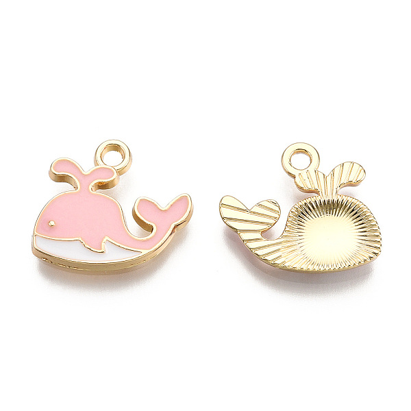 

PandaHall Alloy Charms, with Enamel, Whale, Light Gold, Pink, 14x15x2mm, Hole: 1.8mm Alloy+Enamel Others Pink