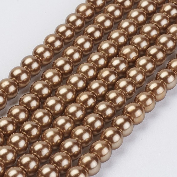 

PandaHall Eco-Friendly Dyed Glass Pearl Beads Strands, Grade A, Round, Cotton Cord Threaded, Coffee, 6mm, Hole: 1.2~1.5mm, about..., Brown