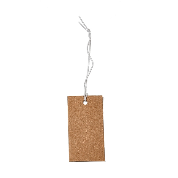

PandaHall Kraft Paper Price Tags, with Elastic Cord, Rectangle, Peru, 8cm, Rectangle: 35x18x0.4mm Paper Rectangle Brown