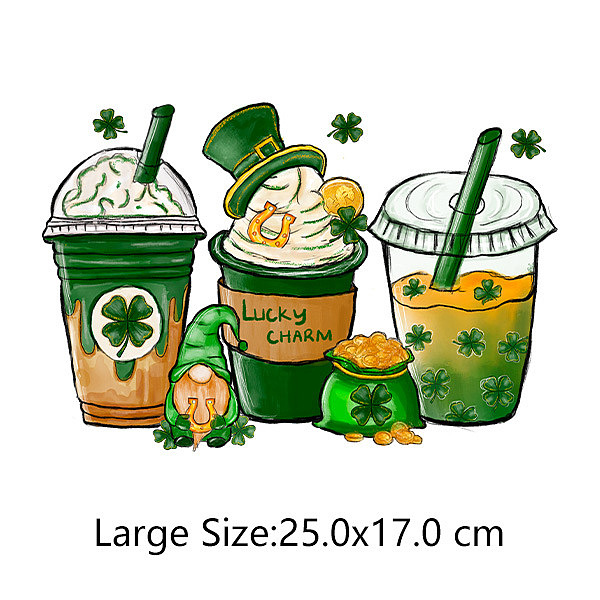 

PandaHall Saint Patrick's Day Theme PET Sublimation Stickers, Heat Transfer Film, Iron on Vinyls, for Clothes Decoration, Drink, 170x250mm...
