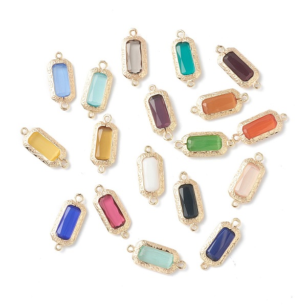 

PandaHall Mixed Gemstone Links Connectors, with Golden Tone Brass Findings, Faceted Rectangle, 24x10x3.5mm, Hole: 1.2mm Mixed Stone...