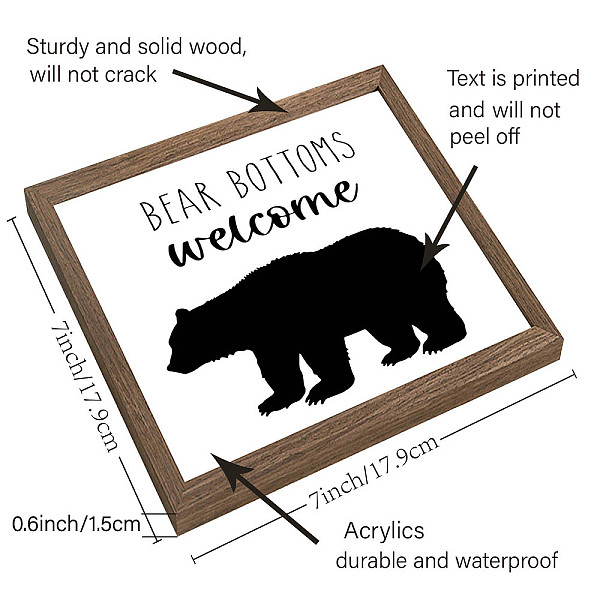 

PandaHall Fingerinspire Square Chemical Fiber Oil Canvas Wall Art, with Walnut Wood Photo Frames, for Tabletop Display Photo, Bear, Square..., Black