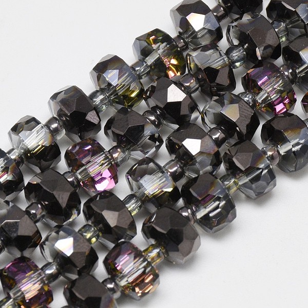 

PandaHall Electroplate Glass Beads Strands, Rainbow Plated, Faceted, Flat Round, Black, 7~8x5mm, Hole: 1mm, about 80pcs/strand, 21.26 inch...