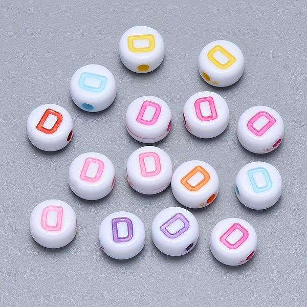 

PandaHall Craft Acrylic Horizontal Hole Letter Beads, Flat Round, Mixed Color, Letter.D, 7x3.5~4mm, Hole: 1.5mm, about 3600pcs/500g Acrylic..., Multicolor