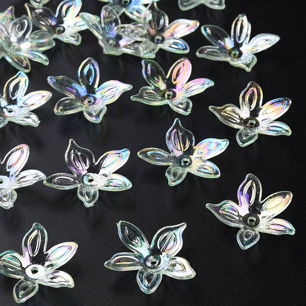 

PandaHall Transparent Acrylic Beads, AB Color, Flower, Pale Green, 25.5x28x6mm, Hole: 1.8mm, about 980pcs/500g Acrylic Flower