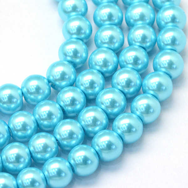 

PandaHall Baking Painted Pearlized Glass Pearl Round Bead Strands, Cyan, 12mm, Hole: 1.5mm, about 70pcs/strand, 31.4 inch Glass Round Cyan