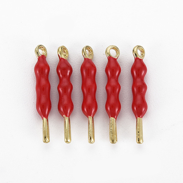 

PandaHall Light Gold Plated Alloy Pendants, with Enamel, Cadmium Free & Nickel Free & Lead Free, Tomatoes on Sticks, Red, 19.5x3mm, Hole...