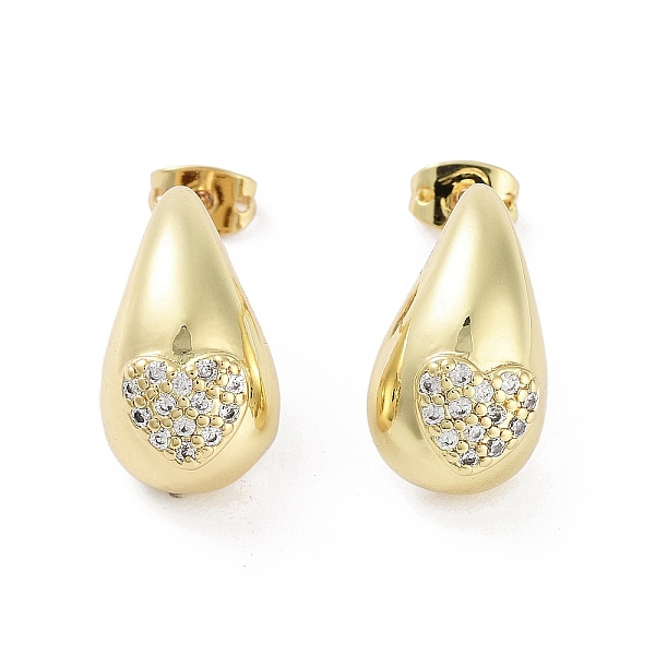 

PandaHall Teardrop Rack Plating Brass Cubic Zirconia Stud Earrings for Women, Long-Lasting Plated, Lead Free & Cadmium Free, Real 18K Gold...