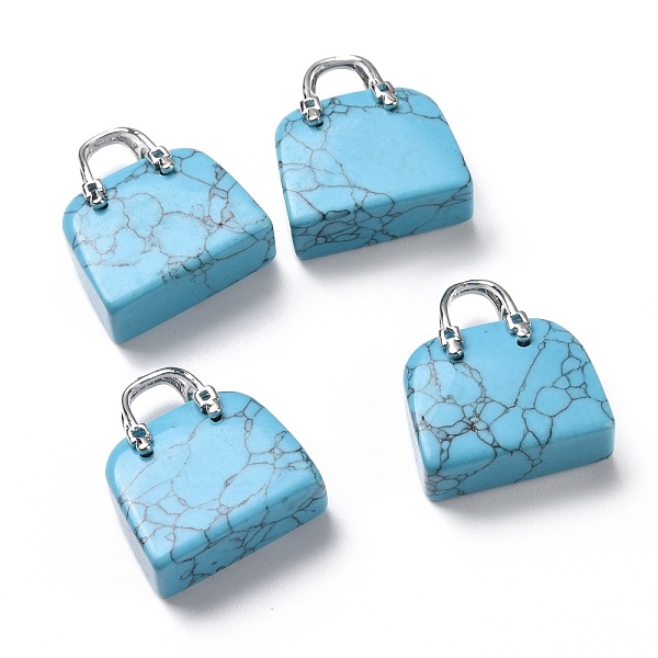 

PandaHall Synthetic Turquoise Brass Pendants, Platinum, Bag, 27.5x25x10mm, Hole: 6mm Hypersthene Bag