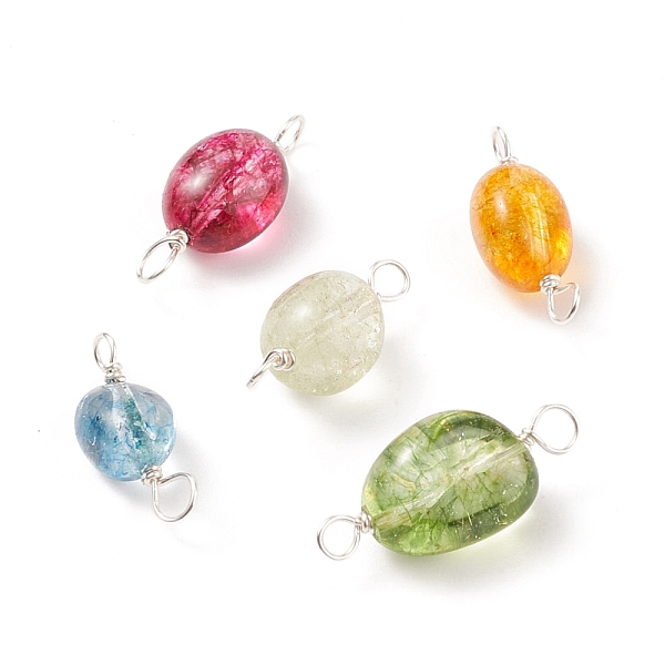 

PandaHall Natural Quartz Connector Charms, Twisted with Silver Tone Copper Wire, Dyed & Heated, Nuggets, Mixed Color, 17~21x7~9.5x6.5~8mm..., Multicolor