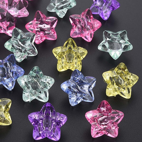 

PandaHall Transparent Acrylic Beads, Faceted, Star, Mixed Color, 23x24x16mm, Hole: 3mm Acrylic Star Multicolor
