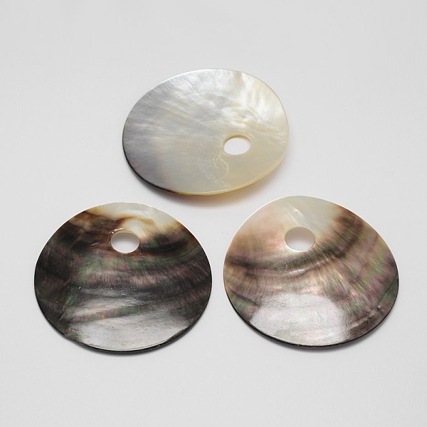 

PandaHall Flat Round Black Lip Shell Big Pendants, Mixed Color, 65x4mm, Hole: 10mm Black Lip Shell Flat Round Multicolor