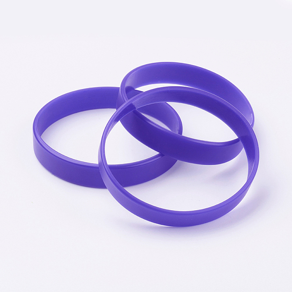 

PandaHall Silicone Wristbands Bracelets, Cord Bracelets, Mauve, 2-1/2 inch(63mm), 12x2mm Silicone Purple