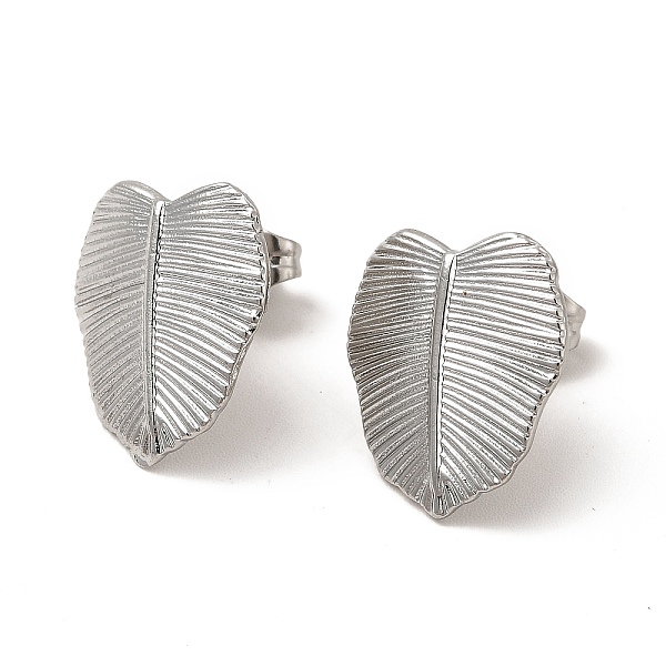 

PandaHall 304 Stainless Steel Stud Earrings for Women, Leaf, Stainless Steel Color, 16x14mm, Pin: 0.8mm 304 Stainless Steel Leaf