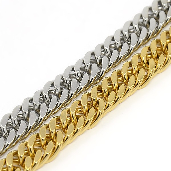

PandaHall Fashionable 304 Stainless Steel Cuban Link Chain Bracelets, with Lobster Claw Clasps, Faceted, Mixed Color, 8-5/8 inch(220mm)...