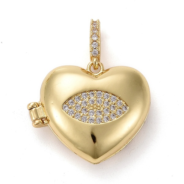 

PandaHall Brass Micor Pave Clear Cubic Zirconia Diffuser Locket Pendants, Long-Lasting Plated, Lead Free & Cadmium Free, Heart with Eye...
