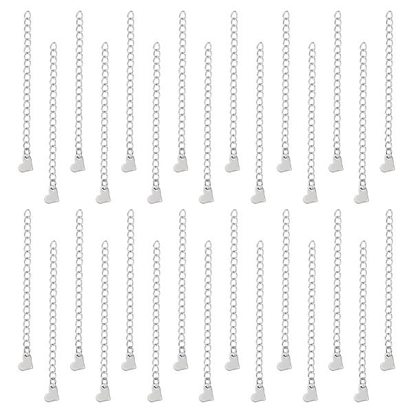 

PandaHall UNICRAFTALE 30Pcs Stainless Steel Curb Chain Extension End Chains with Heart Charms Chain Tabs Necklace Bracelet Extension Chain...
