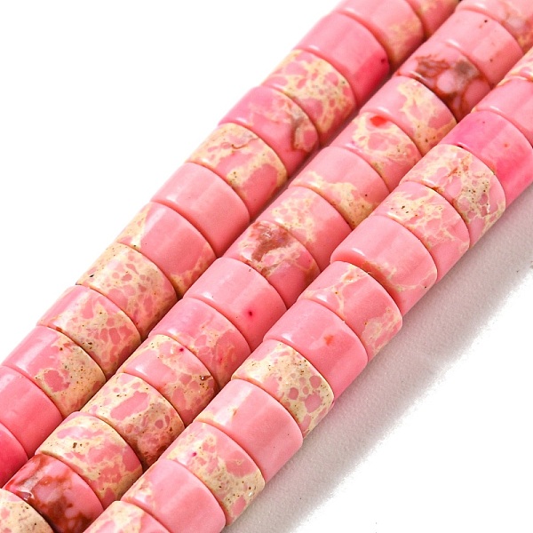 

PandaHall Synthetic Imperial Jasper Dyed Beads Strands, Disc, Heishi Beads, Hot Pink, 4~4.5x2~3mm, Hole: 0.7mm, about 140~141pcs/strand...
