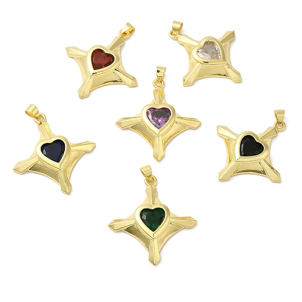

PandaHall Real 18K Gold Plated Rack Plating Brass Micro Pave Cubic Zirconia Pendants, Long-Lasting Plated, Lead Free & Cadmium Free, Heart..., Multicolor